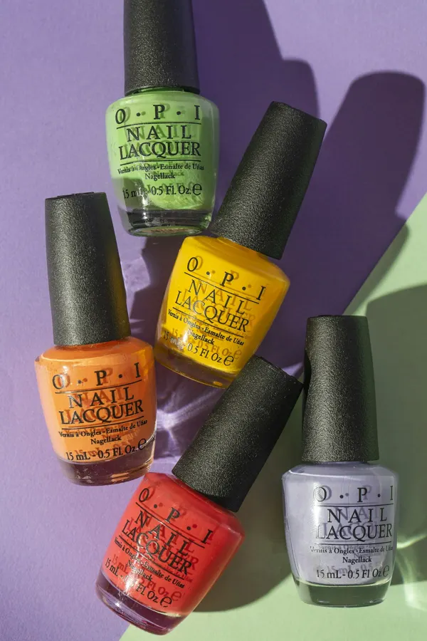 Bottles of coloured nail polish